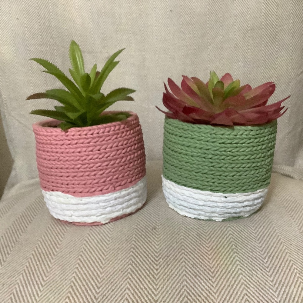2 fake succulents, nice size, new, ceramic pots